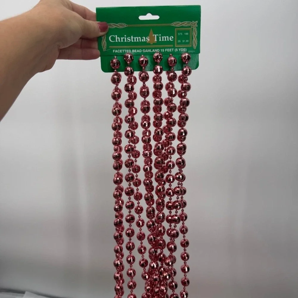 Beaded Garland Strands VTG Pink Metallic VTG Christmas Time Holiday Mixed LOT